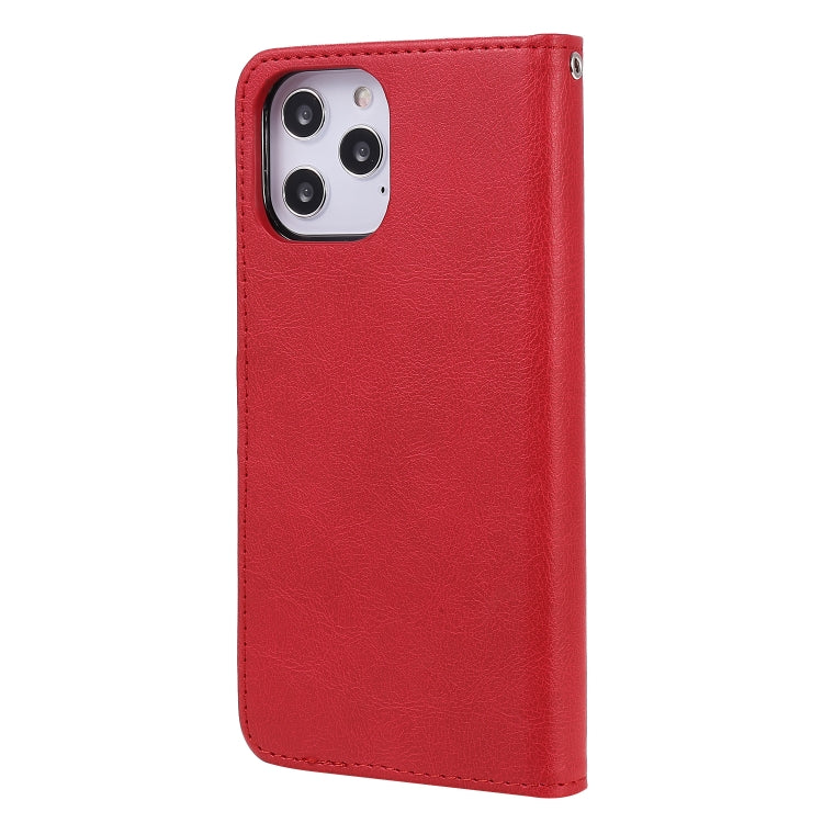 For iPhone 12 Pro Max 2 in 1 Solid Color Detachable PU Leather Case with Card Slots & Magnetic Holder & Photo Frame & Wallet & Strap
