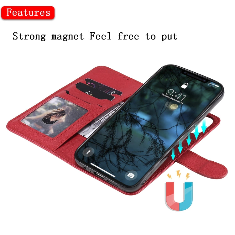 For iPhone 12 Pro Max 2 in 1 Solid Color Detachable PU Leather Case with Card Slots & Magnetic Holder & Photo Frame & Wallet & Strap