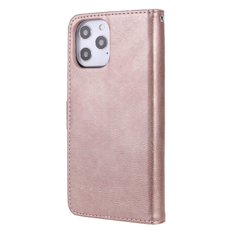 For iPhone 12 Pro Max 2 in 1 Solid Color Detachable PU Leather Case with Card Slots & Magnetic Holder & Photo Frame & Wallet & Strap