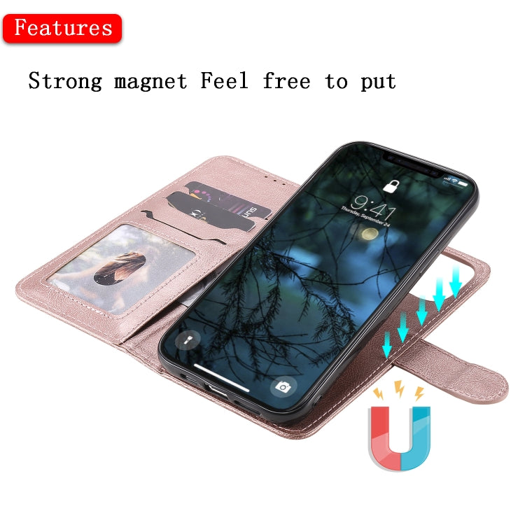 For iPhone 12 Pro Max 2 in 1 Solid Color Detachable PU Leather Case with Card Slots & Magnetic Holder & Photo Frame & Wallet & Strap