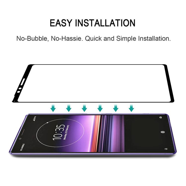 For Sony Xperia 1 Silk Printing High Aluminum Full Screen Tempered Glass Film