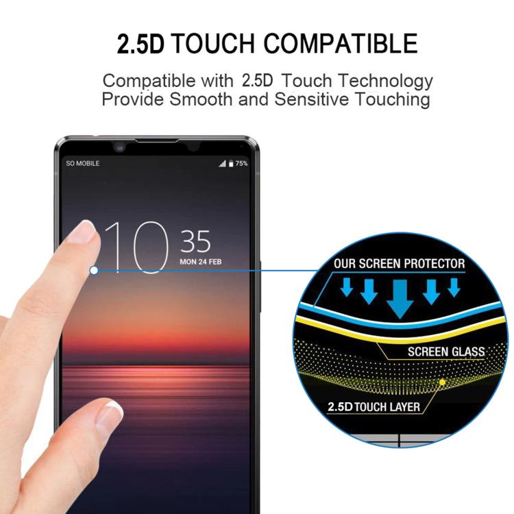 For Sony Xperia 1 II Silk Printing High Aluminum Full Screen Tempered Glass Film