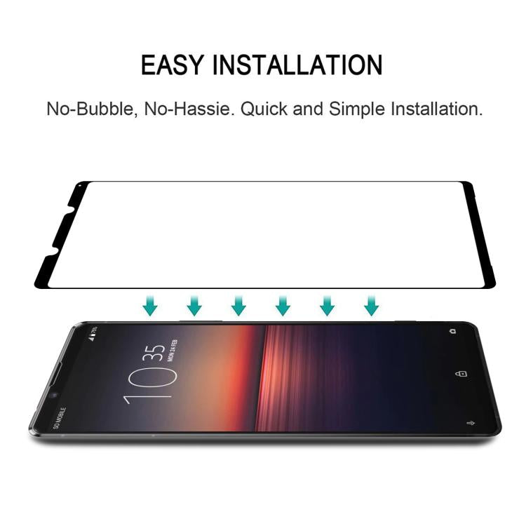For Sony Xperia 1 II Silk Printing High Aluminum Full Screen Tempered Glass Film