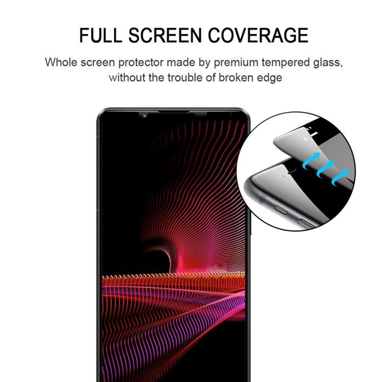 For Sony Xperia 1 III Silk Printing High Aluminum Full Screen Tempered Glass Film