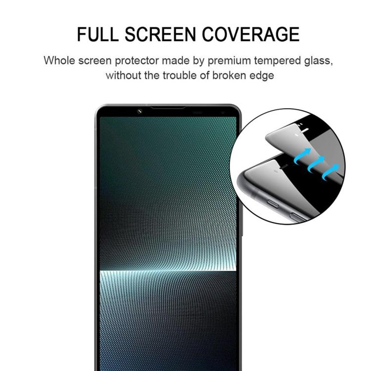 For Sony Xperia 1 V Silk Printing High Aluminum Full Screen Tempered Glass Film