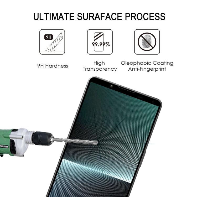For Sony Xperia 1 V Silk Printing High Aluminum Full Screen Tempered Glass Film