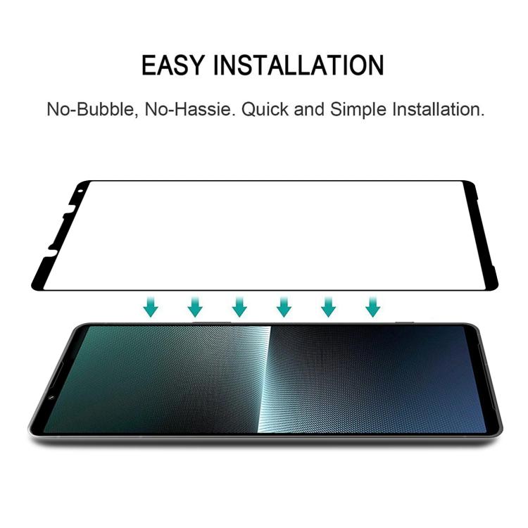 For Sony Xperia 1 V Silk Printing High Aluminum Full Screen Tempered Glass Film