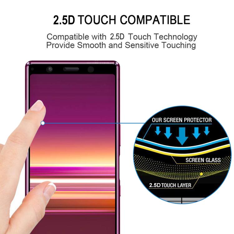 For Sony Xperia 5 Silk Printing High Aluminum Full Screen Tempered Glass Film
