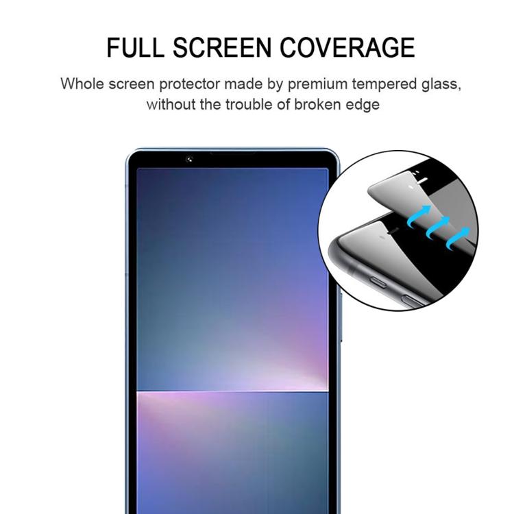 For Sony Xperia 5 V Silk Printing High Aluminum Full Screen Tempered Glass Film