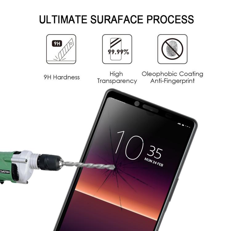 For Sony Xperia 10 II Silk Printing High Aluminum Full Screen Tempered Glass Film