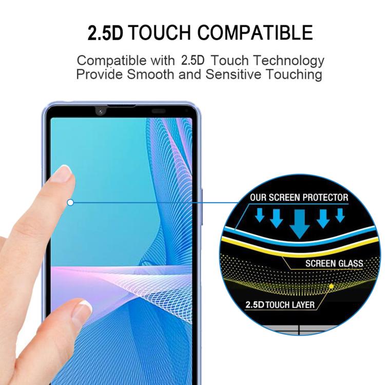 For Sony Xperia 10 III Silk Printing High Aluminum Full Screen Tempered Glass Film