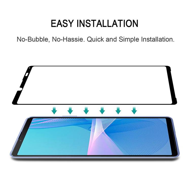 For Sony Xperia 10 III Silk Printing High Aluminum Full Screen Tempered Glass Film