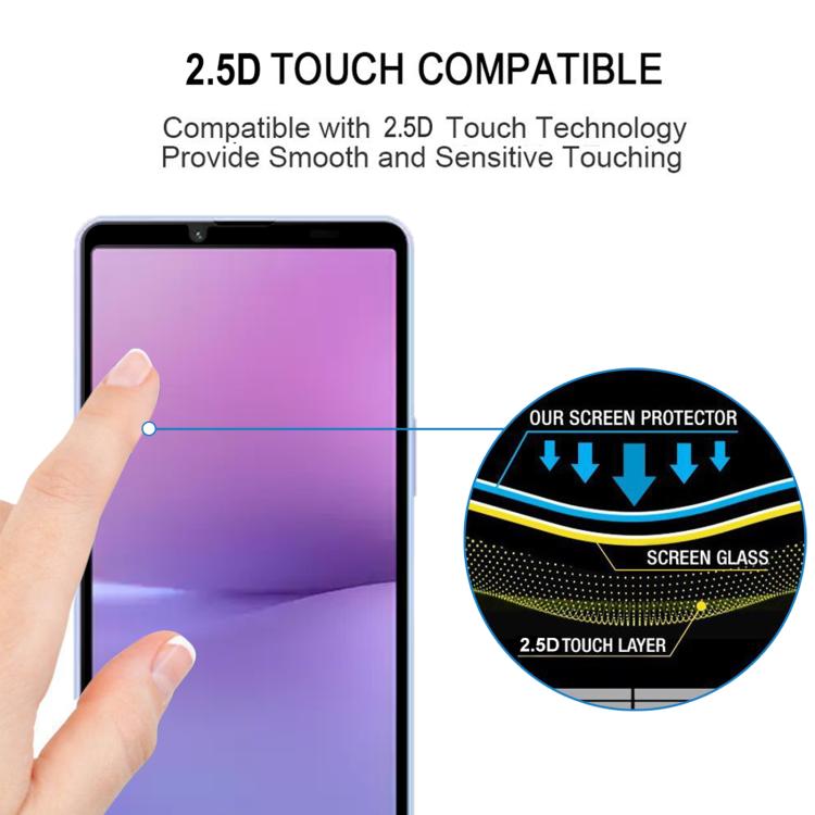 For Sony Xperia 10 V / 10 VI Silk Printing High Aluminum Full Screen Tempered Glass Film