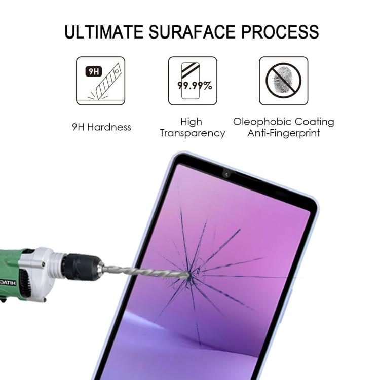 For Sony Xperia 10 V / 10 VI Silk Printing High Aluminum Full Screen Tempered Glass Film