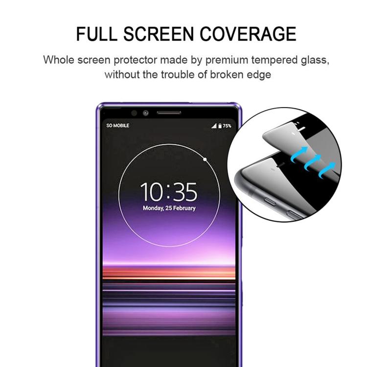 For Sony Xperia 1 25pcs Silk Printing High Aluminum Full Screen Tempered Glass Film