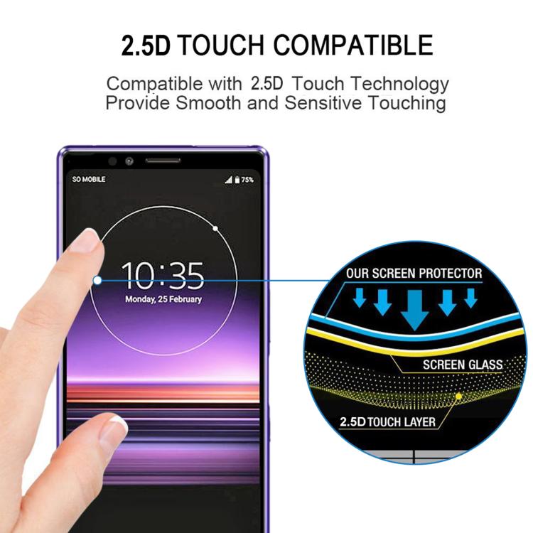 For Sony Xperia 1 25pcs Silk Printing High Aluminum Full Screen Tempered Glass Film