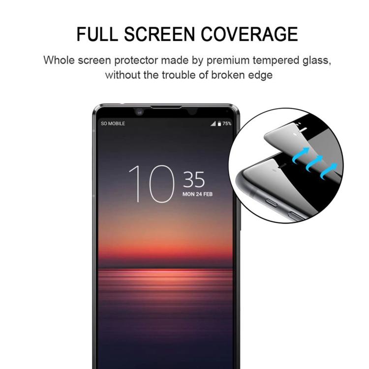 For Sony Xperia 1 II 25pcs Silk Printing High Aluminum Full Screen Tempered Glass Film