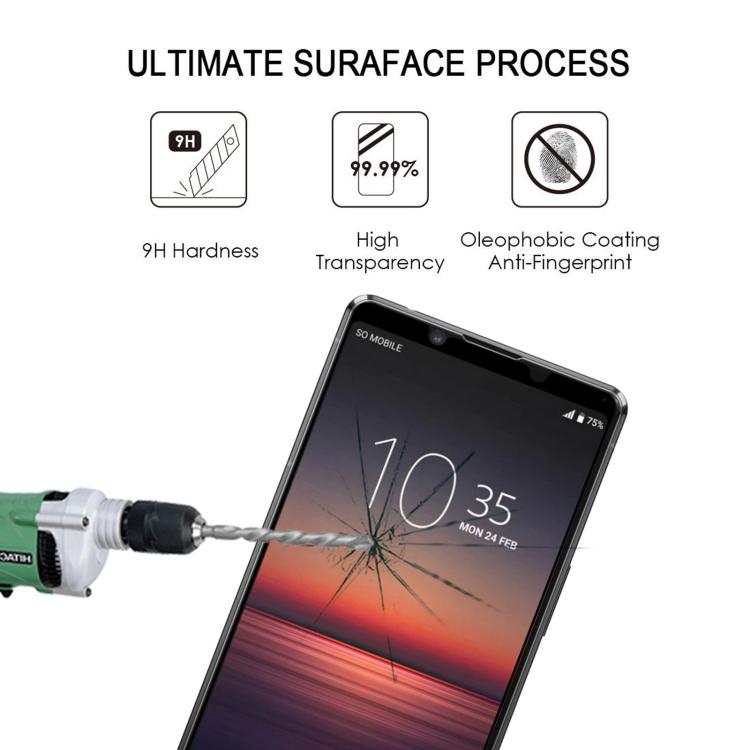 For Sony Xperia 1 II 25pcs Silk Printing High Aluminum Full Screen Tempered Glass Film
