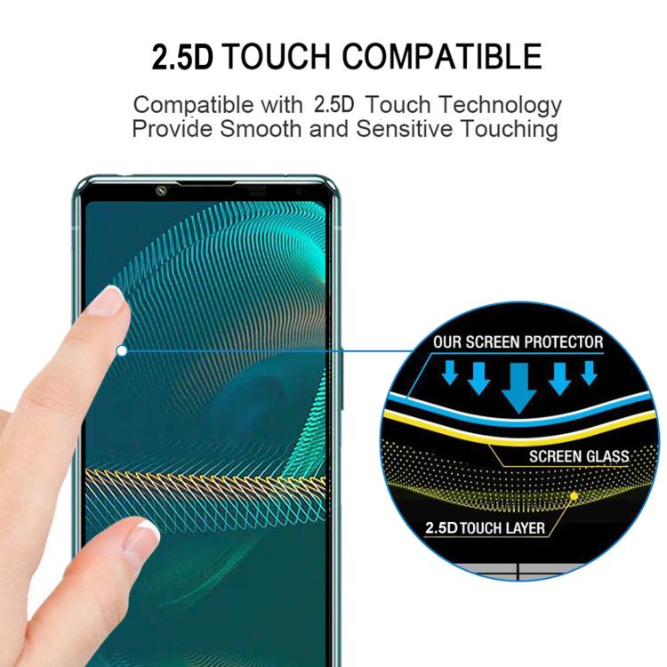 For Sony Xperia 5 III 25pcs Silk Printing High Aluminum Full Screen Tempered Glass Film