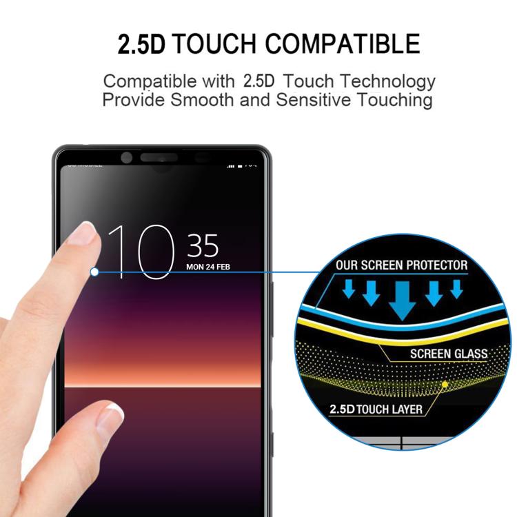 For Sony Xperia 10 II 25pcs Silk Printing High Aluminum Full Screen Tempered Glass Film