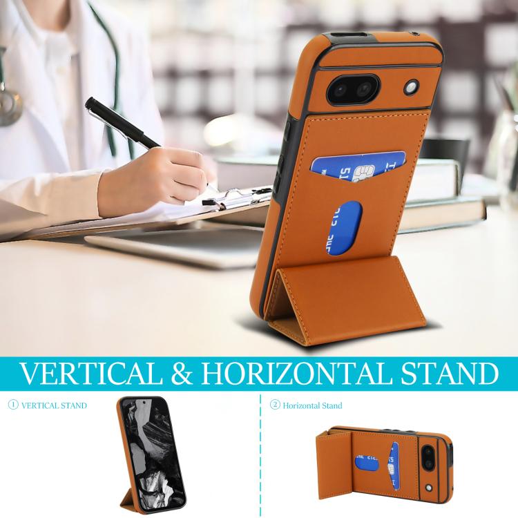 For Google Pixel 8a Tri-fold Holder Leather Phone Case with Card Slot