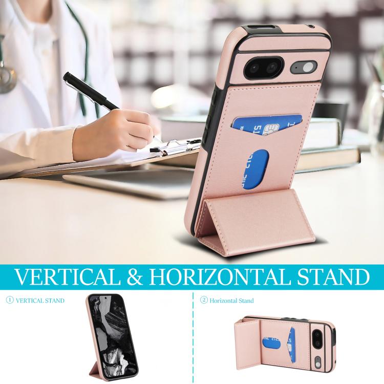 For Google Pixel 8 Tri-fold Holder Leather Phone Case with Card Slot