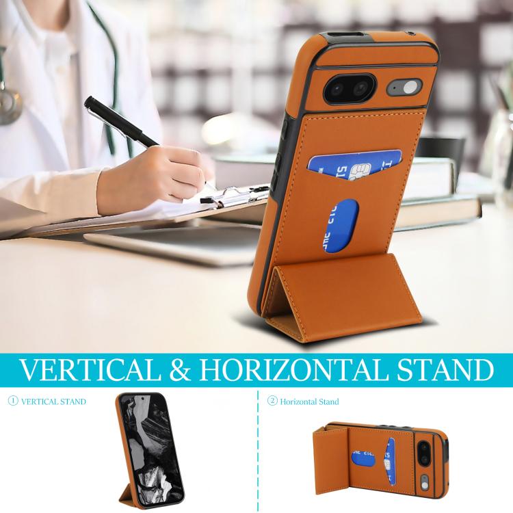 For Google Pixel 8 Tri-fold Holder Leather Phone Case with Card Slot