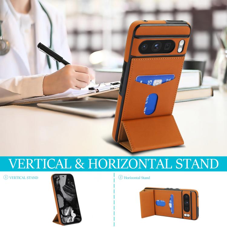 For Google Pixel 8 Pro Tri-fold Holder Leather Phone Case with Card Slot