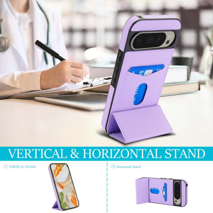 For Google Pixel 9 / 9 Pro Tri-fold Holder Leather Phone Case with Card Slot