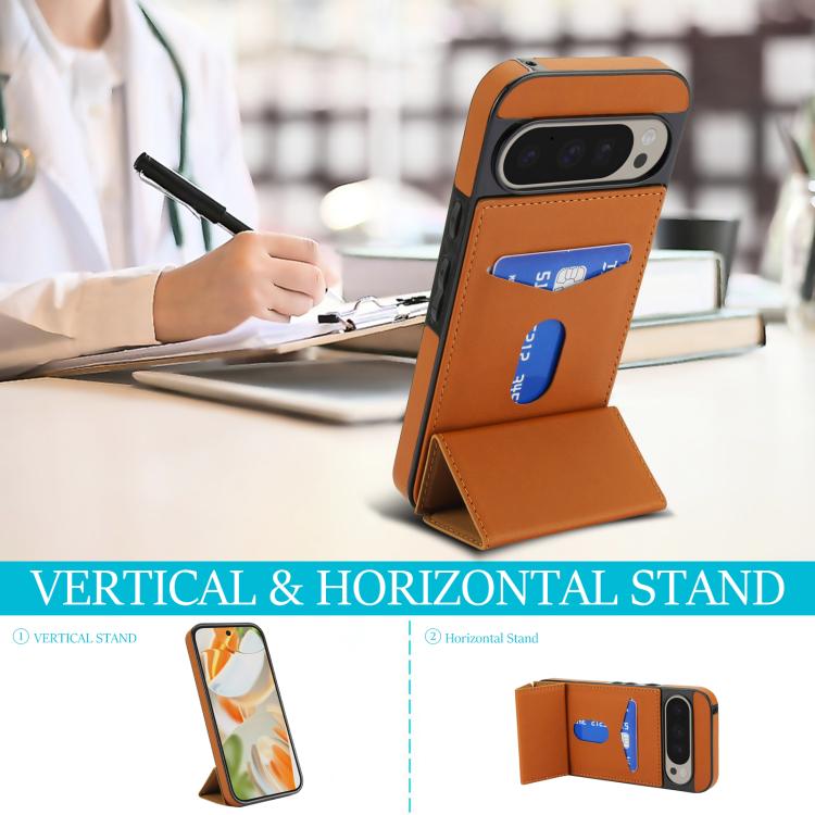 For Google Pixel 9 / 9 Pro Tri-fold Holder Leather Phone Case with Card Slot
