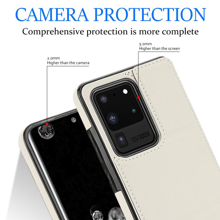 For Samsung Galaxy S20 Ultra Tri-fold Holder Leather Phone Case with Card Slot