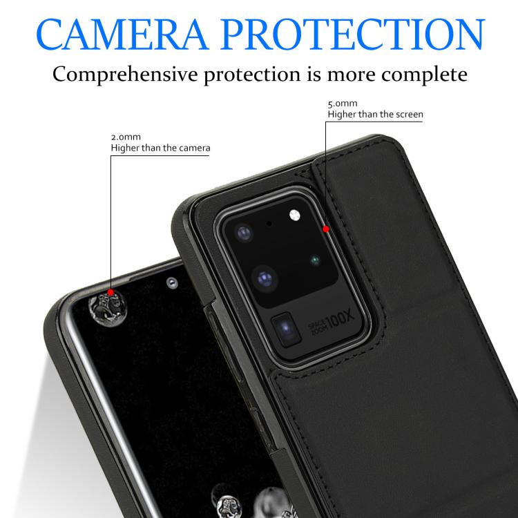For Samsung Galaxy S20 Ultra Tri-fold Holder Leather Phone Case with Card Slot