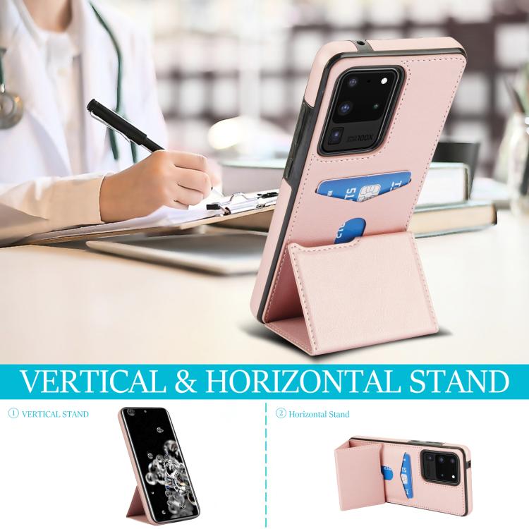 For Samsung Galaxy S20 Ultra Tri-fold Holder Leather Phone Case with Card Slot