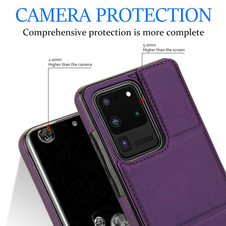 For Samsung Galaxy S20 Ultra Tri-fold Holder Leather Phone Case with Card Slot