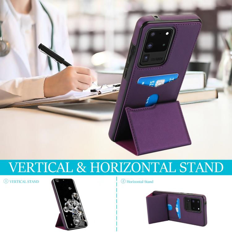 For Samsung Galaxy S20 Ultra Tri-fold Holder Leather Phone Case with Card Slot