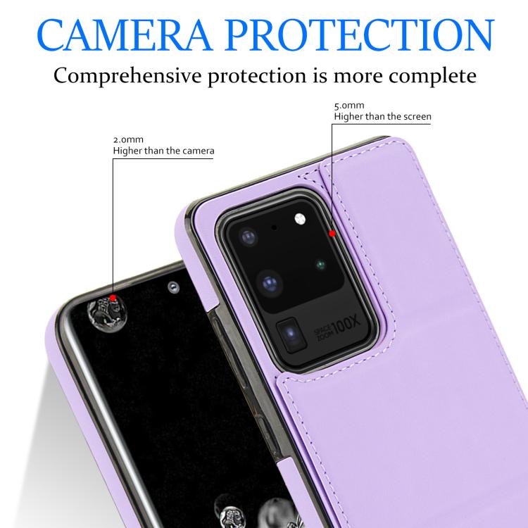 For Samsung Galaxy S20 Ultra Tri-fold Holder Leather Phone Case with Card Slot