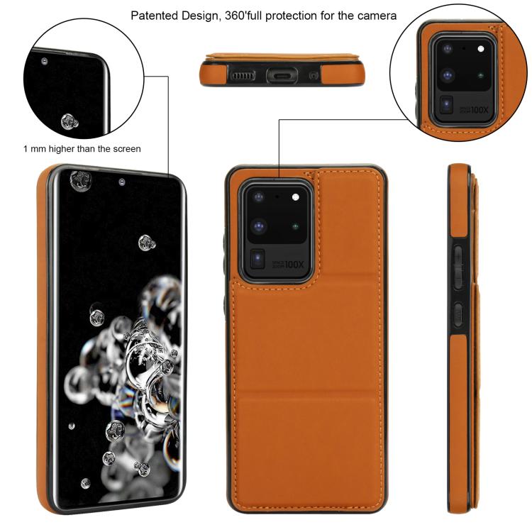 For Samsung Galaxy S20 Ultra Tri-fold Holder Leather Phone Case with Card Slot