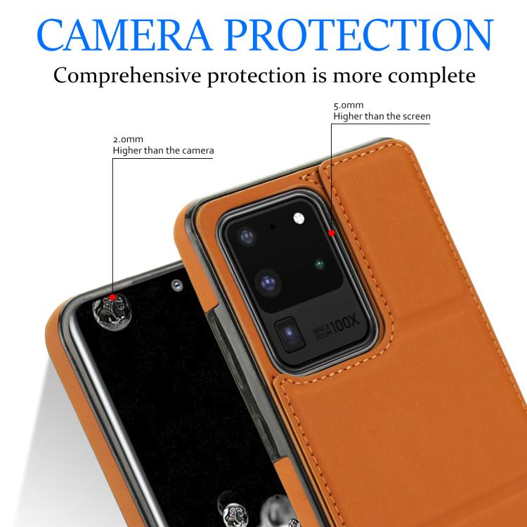 For Samsung Galaxy S20 Ultra Tri-fold Holder Leather Phone Case with Card Slot