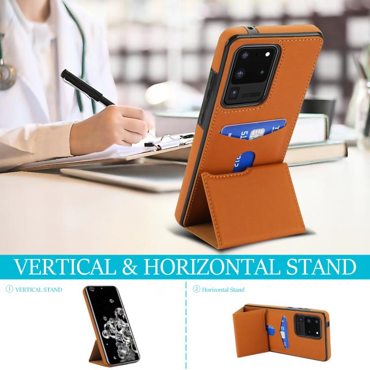 For Samsung Galaxy S20 Ultra Tri-fold Holder Leather Phone Case with Card Slot