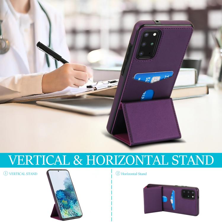 For Samsung Galaxy S20 Tri-fold Holder Leather Phone Case with Card Slot