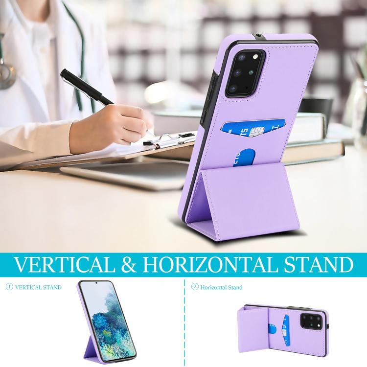 For Samsung Galaxy S20 Tri-fold Holder Leather Phone Case with Card Slot