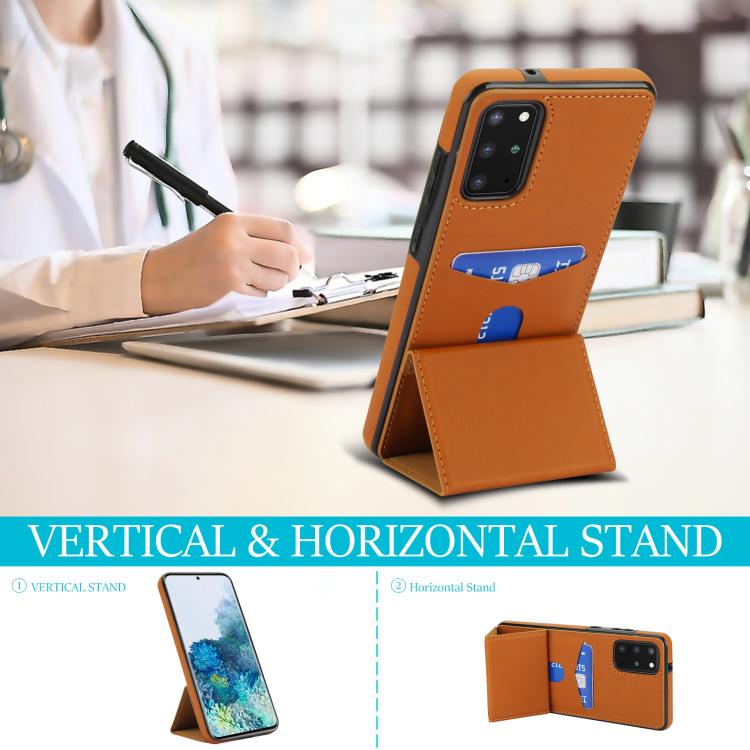 For Samsung Galaxy S20 Tri-fold Holder Leather Phone Case with Card Slot