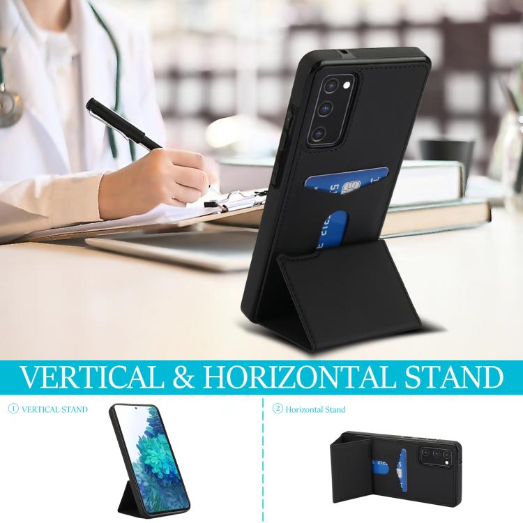 For Samsung Galaxy S20 FE Tri-fold Holder Leather Phone Case with Card Slot
