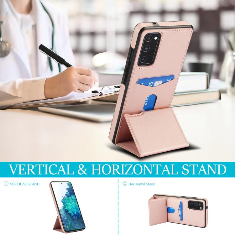 For Samsung Galaxy S20 FE Tri-fold Holder Leather Phone Case with Card Slot