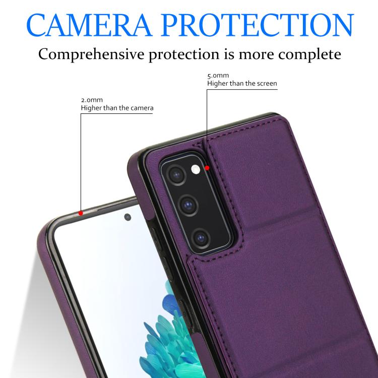 For Samsung Galaxy S20 FE Tri-fold Holder Leather Phone Case with Card Slot