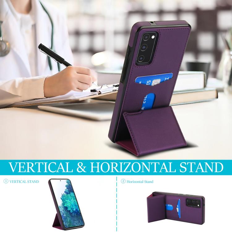 For Samsung Galaxy S20 FE Tri-fold Holder Leather Phone Case with Card Slot