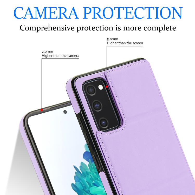 For Samsung Galaxy S20 FE Tri-fold Holder Leather Phone Case with Card Slot