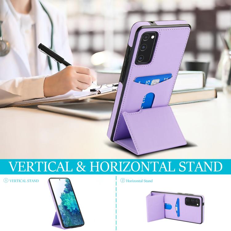 For Samsung Galaxy S20 FE Tri-fold Holder Leather Phone Case with Card Slot