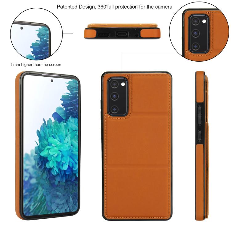 For Samsung Galaxy S20 FE Tri-fold Holder Leather Phone Case with Card Slot