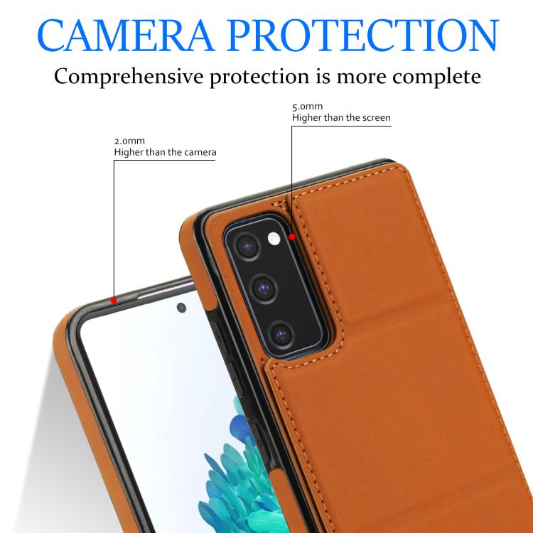 For Samsung Galaxy S20 FE Tri-fold Holder Leather Phone Case with Card Slot